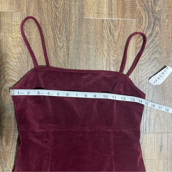 Pacsun Burgundy Mini‎ Corduroy Dress Adjustable Spaghetti Straps, Small YTK - Picture 4 of 6